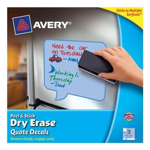 Avery Peel &amp; Stick Dry Erase Decals, Quotes, 10 x 10 Sheets, Blue, 3/Pack