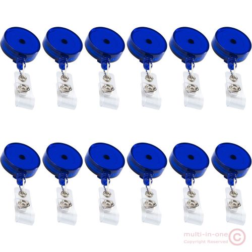 Lot 12pcs blue retractable ID card badge reel holder/belt roller clip,trade show