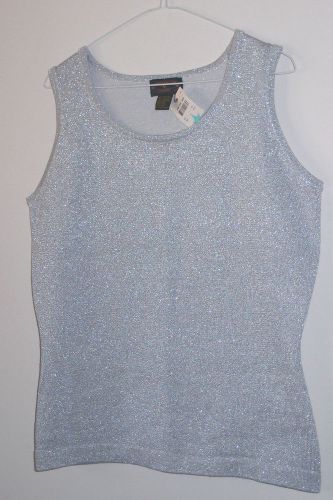 NWT Charter Club Classic Silver Shimmery Metallic Sweater tank top sleeveless