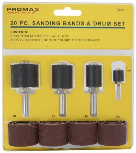 MSI Promax  WWA79420  20-piece sanding bands and drum kit  Includes - 4 rubber d