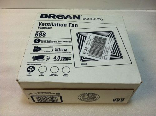 * New Broan Model 688 Ventilation Fan, 50 CFM 4.0 Sones, White Grille