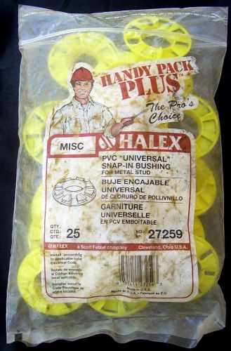 Halex 27259 Pack of 25 PVC Universal Snap In Bushing For Metal Stud NOS