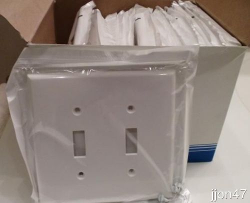 25 Leviton PJ2-W White Midway 2-Gang Switch Toggle ThermoPlastic WallPlate Cover