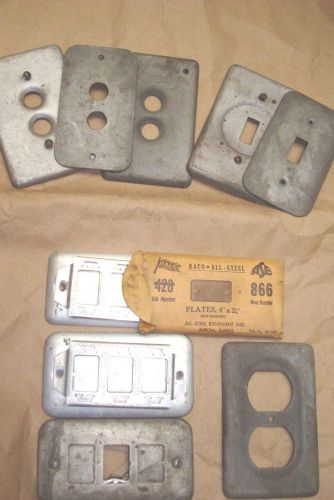 Lot of 9 raco electrical switch covers 4 x 2 1/4&#034; offset steel for sale