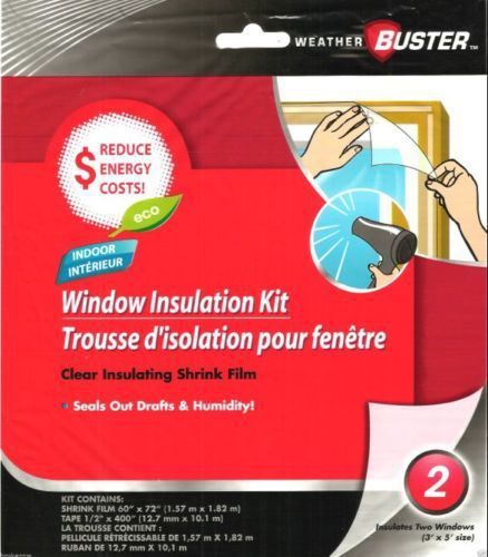 2 Window Insulation Kit Shrink Film &amp;Tape Weather Buster Stop Cold Drafts SAVE$
