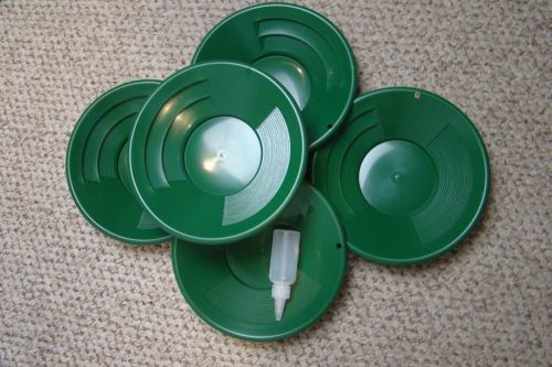 Lot of 10 - 10&#034; Green Gold Pans w/ Bottle Snuffer-Panning Kit-Mining BackPack