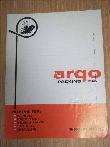 Argo Packing Co Catalog~Asbestos Sheet Gasket Material/Valve &amp; Pump Packings