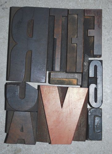 Vintage / Antique Letterpress Wood Printer&#039;s Type 11 abused, damaged blocks.