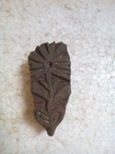 Vintage inlay hand carved single flower pattern wooden textile printing block for sale