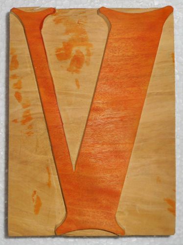 Letterpress Letter &#034;V&#034; Wood Type Printers Block Typography Collection.B932