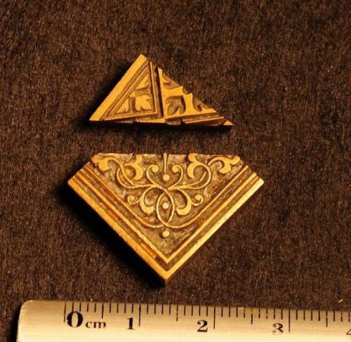 2x Art Nouveau ornament bookbinding Brass Type Letterpress hot stamp edge edges