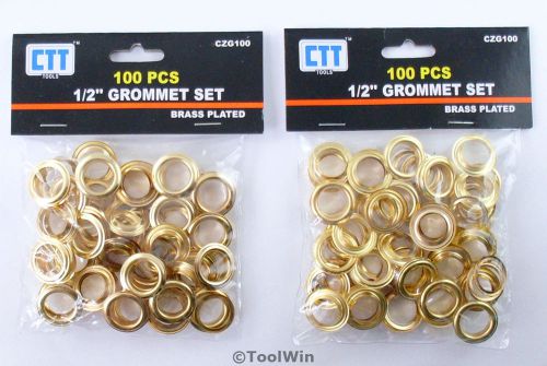 200 pc Brass Grommet and Washer 1/2&#034; #4 Eyelet Banner Machine Sign Punch Set