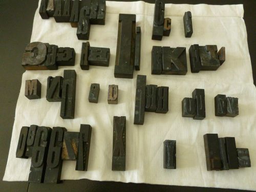 46 Antique Wooden Printing Letters