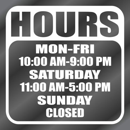 Business Custom Store Hours Vinyl Decal Door Graphic Restaurant Sign Window 14&#034;