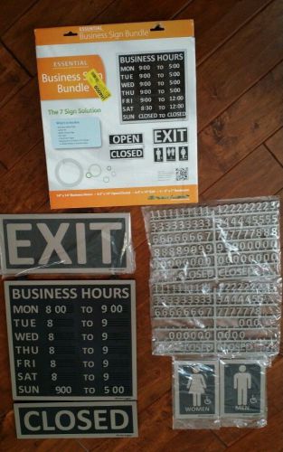 Essential Business (6) Sign Bundle Kit Open/Close/Exit/Hours/Men/Women Restroom
