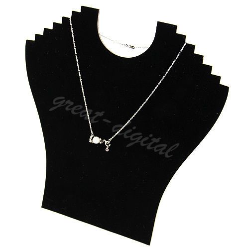 Necklace Bust Jewelry Pendant Chain Display Holder Stand Neck Velvet Easel Black