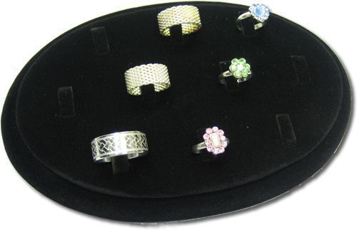 8&#034;w 10 clip black velvet ring jewelry display stand case form- rd6b1 for sale