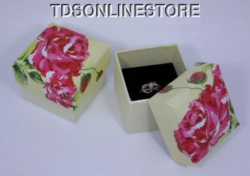 Rose Print Cushioned Top Ring Gift Boxes Lot Of 12