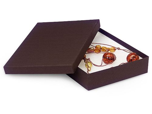 50 Large Chocolate Brown Kraft Recycled 7x5x1-1/4 Jewelry Gift Boxes Cottonfill