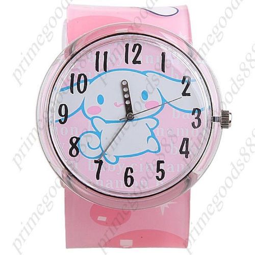 Wide plastic baby cinnamon rabbit quartz wristwatch lady ladies women&#039;s pink for sale