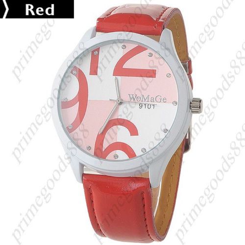 Classic Rhinestones Crystals Leatherette Quartz Wrist Wristwatch Women&#039;s Red