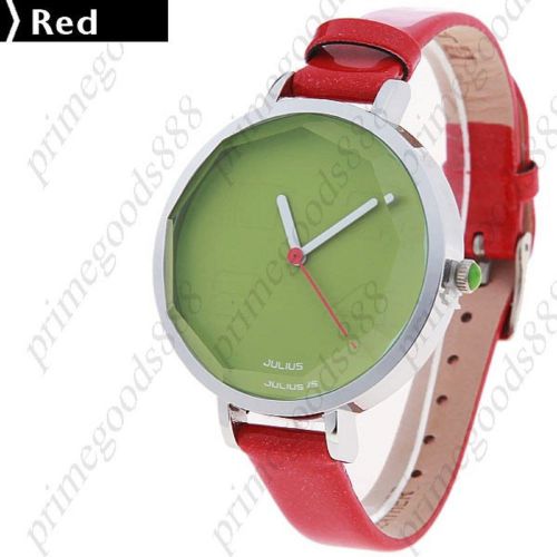 Leather Strap Quartz Wrist Free Shipping Wristwatch Women&#039;s in Red