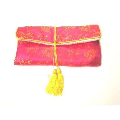 Chinese Silk Zipper Pouches Roll, Pink