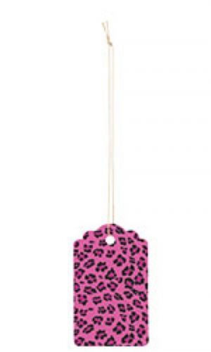 100 Big Leopard Hot Pink Print Paper Price Strung Tags 3 1/2 ”H x 2 1/4 ”W