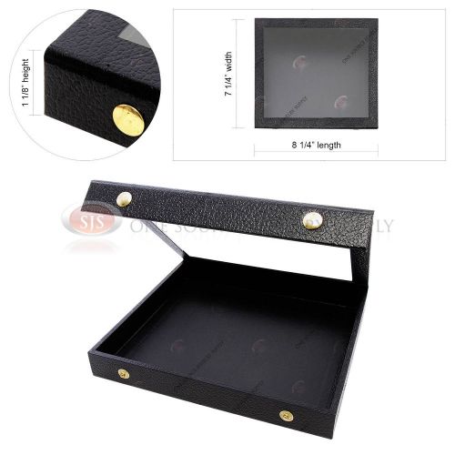Acrylic top display presentation case half size wood covered faux leather snaps for sale