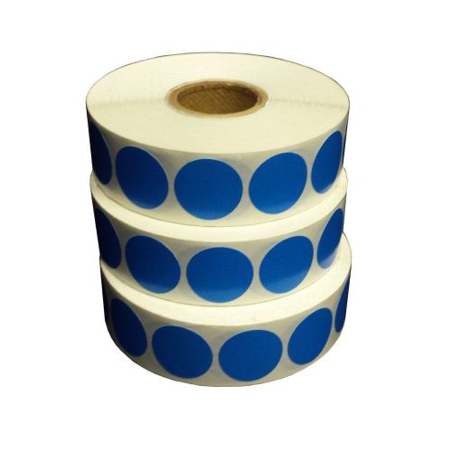 Blue circle labels, dots 0.75&#034; stickers 3/4&#034; 19mm 3 rolls 4500 labels for sale