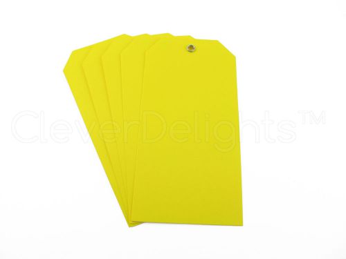 100 Yellow Plastic Tags - 4.75&#034; x 2.375&#034; - Tearproof - Inventory ID Price Tags