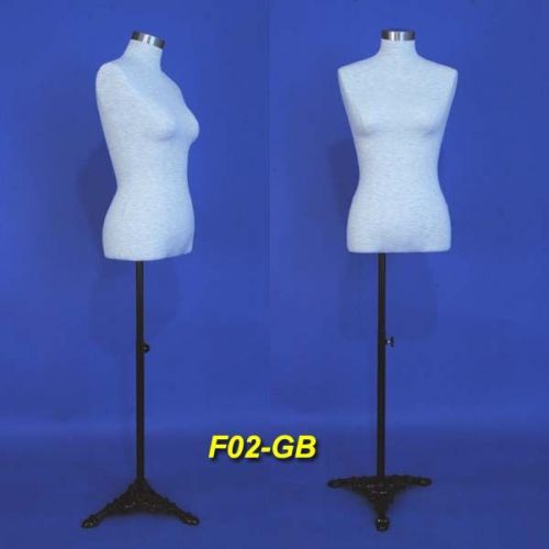 Brand New White Female Mannequin Dress Form F02-GB with a Black Metal Stand