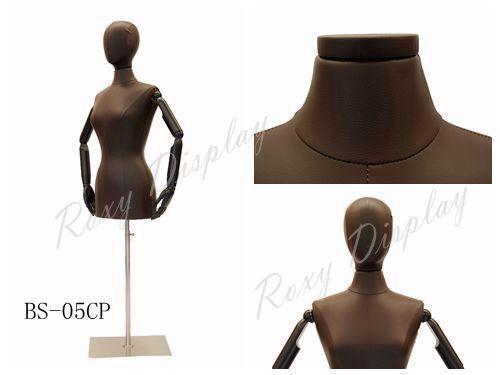 Female PU Body Form with moveable Arms PU flat top #JF-F6/8PU-BN-ARM+BS-05CP