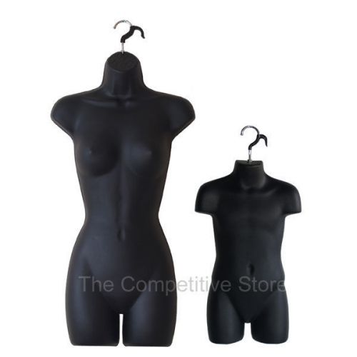 Female Dress + Child Black Mannequin Forms - For 5t - 7 And S-M Ladies Sizes