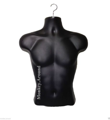 Black male mannequin men torso body dress hanging half form display clothing new for sale