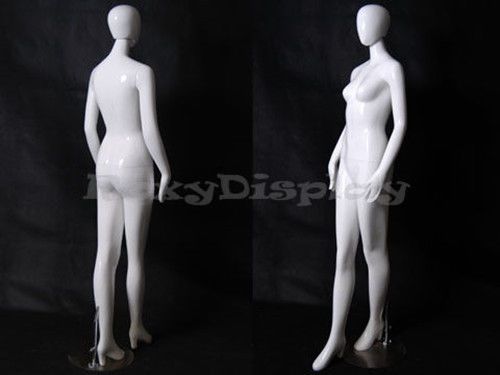 Female Fiberglass Glossy White Mannequin Eye Catching Turnable Head #MD-HF52W1