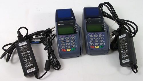 LOT OF 2 VeriFone Omni 5100 VX510 Credit Card Terminal Machine w/ Power Supply