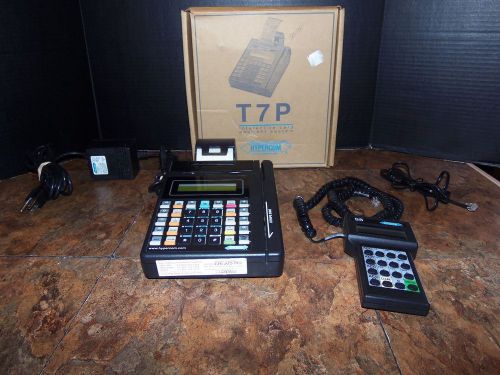Hypercom t7plus Credit Card Machine Reader with power cord and keypad