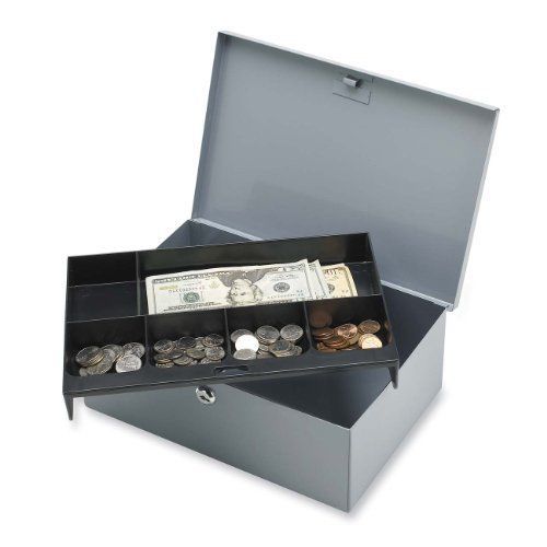 Sparco all-steel 6 compartment tray cash box - 1 bill - 5 coin - (spr15503) for sale