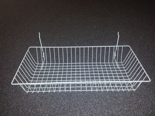 Gondola &amp; slatwall 24&#034; x 12&#034; x 4&#034; wire baskets - white (pack of 5) for sale