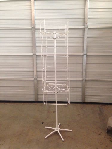 White Wire Rotating Display Stand with Hooks