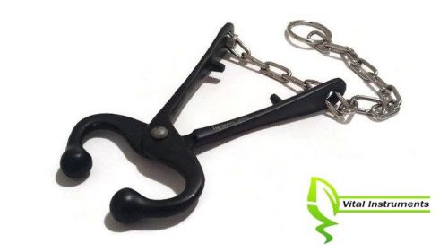 Bull Cow Nose Lead 7.5&#034; With 13&#034; Chain Show Cattle Steel Ebony Veterinary Farm