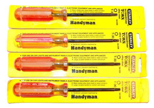 4 nos stanley usa  t-30  4&#034;  blade torx  screwdrivers #64-556 for sale