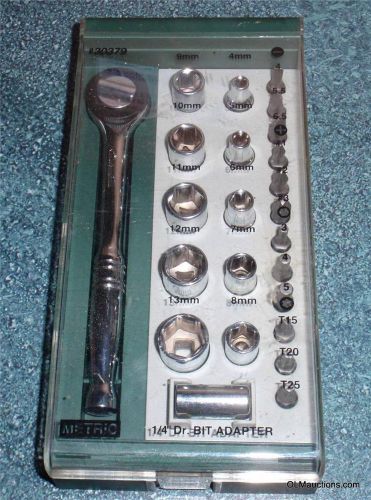 24 Piece METRIC Socket &amp; Bit Set With Ratchet And Case + 1/4&#034; Bit Adapter