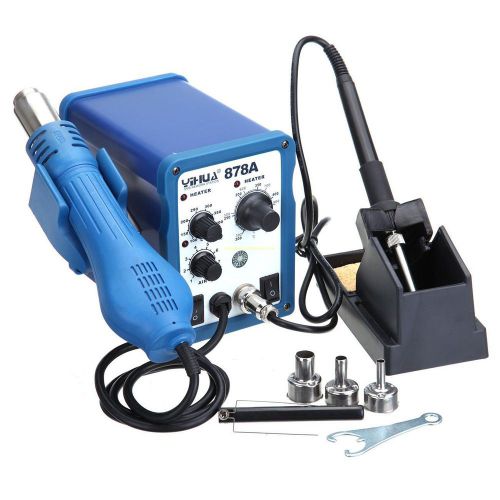 2 in 1 smd soldering station rework stations hot air gun + solder iron yh-878a for sale