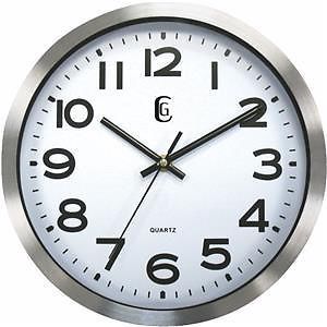 10&#034; Round Brushed Silver Metal Wall Clock-10&#034; METAL WALL CLOCK