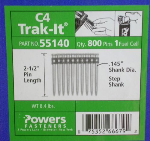 NEW Powers Trak-It C4 2 1/2&#034; Step Shank Wood Steel Concrete 800 Pins 55140