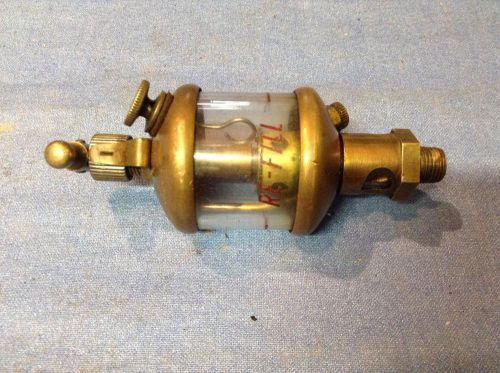 (Lot702)Antique hit miss brass Ex-cell-o glass oiler