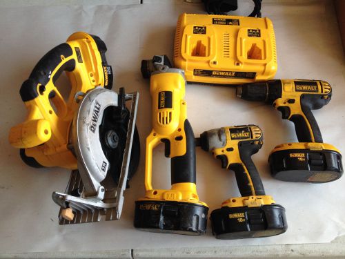 Dewalt 4 tool combo DC390, DC9320, DC411, DC825, Drill and 4 batteries
