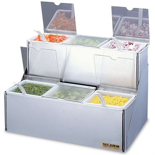 San Jamar (B6706INL) EZ-Chill 2-Tiered Stepped Condiment Center with 6 Trays
